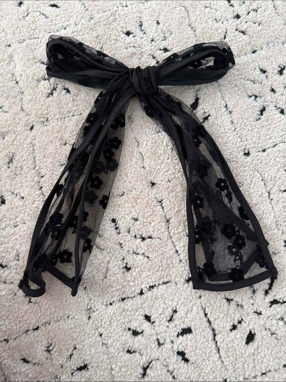 Sheer Floral Bow Hair Scarf